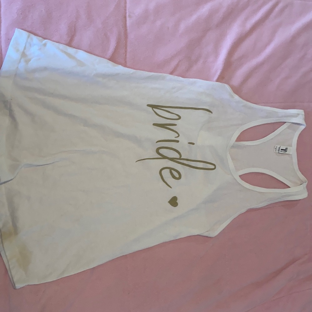 White and gold Bride tank top